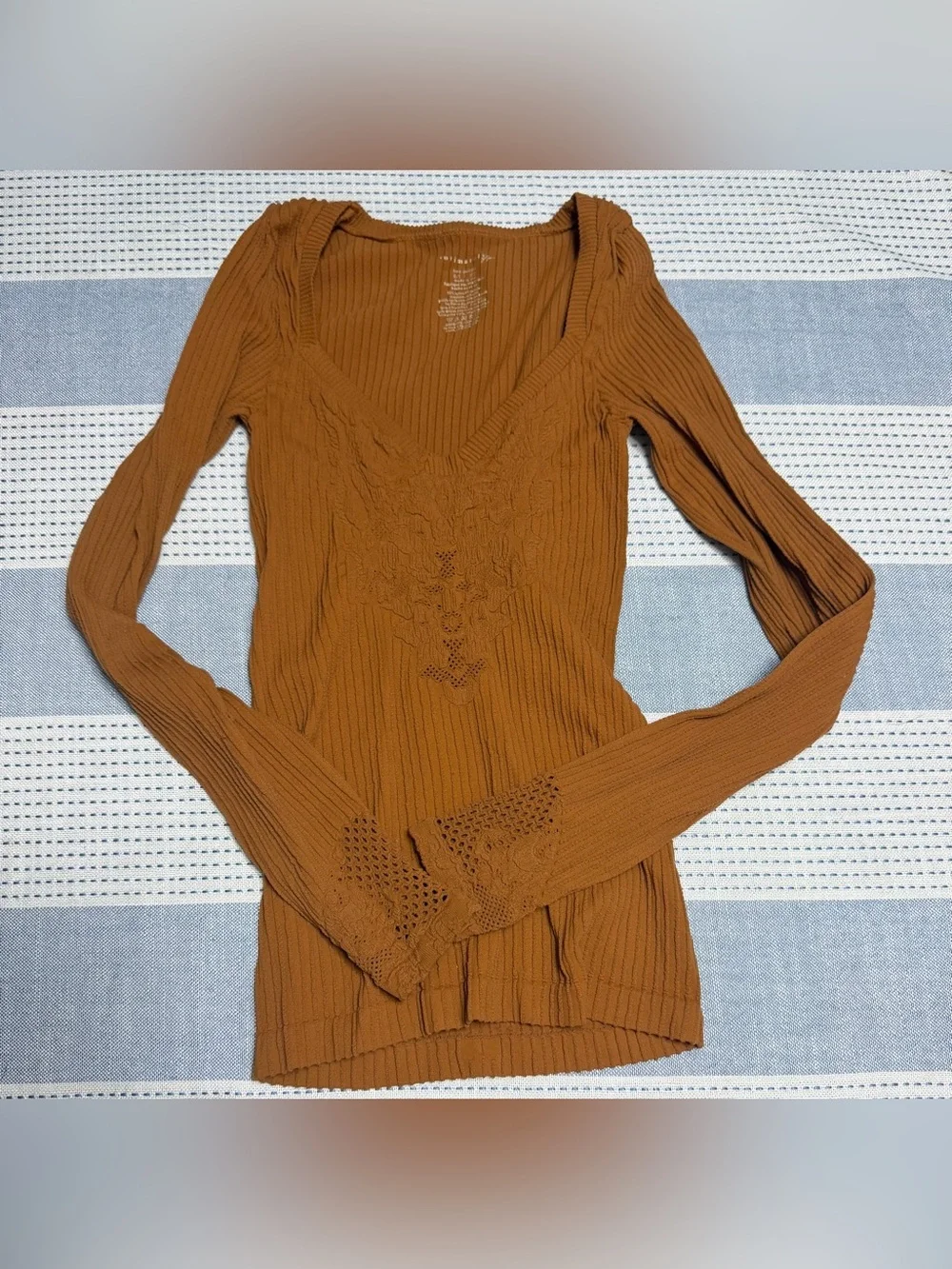 Free People Intimately Dynamic Duo Long Sleeve Top- Smoked Topez